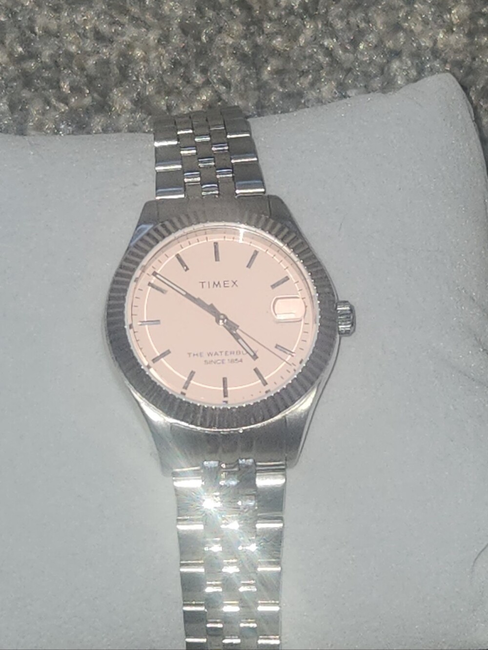 Timex Women's Silver Bracelet Watch with Pink Dial NEW